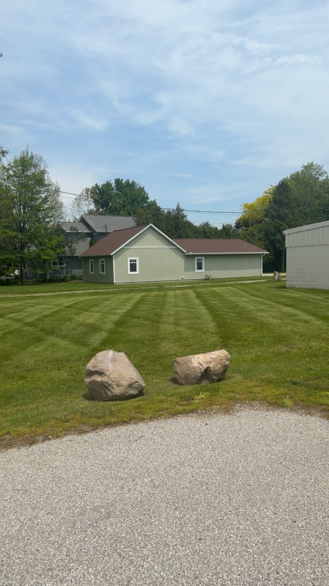 Striped Backyard Lawn Mowing